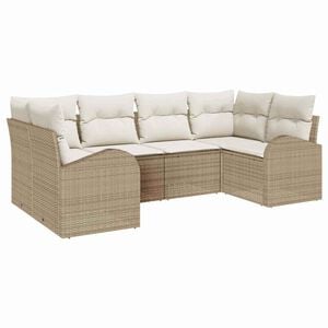 vidaXL Conjunto de Sof&aacute; de Jardim 6 unid. 6 lugar Bege vime PE