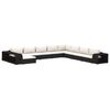 vidaXL 11 pcs conjunto lounge de jardim c/ almofad&otilde;es vime PE preto