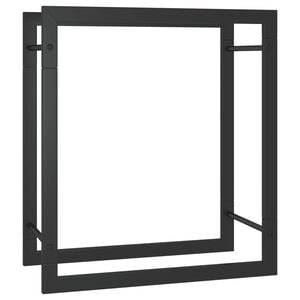 vidaXL Suporte para lenha 50x28x56 cm a&ccedil;o preto mate