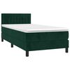 vidaXL Cama box spring c/ colch&atilde;o/LED 90x200 cm veludo verde-escuro