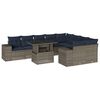 vidaXL Conjunto de sof&aacute; de jardim com 10 pe&ccedil;as e almofadas em rattan sint&eacute;tico cinza