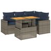 vidaXL 5 pcs conjunto sof&aacute;s de jardim c/ almofad&otilde;es vime PE cinzento