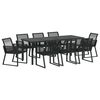 vidaXL Conjunto de Jantar para Jardim 9 pcs Preto A&ccedil;o revestido a p&oacute;