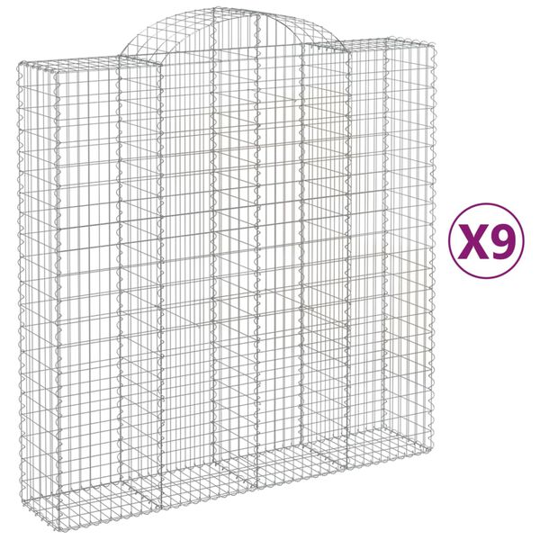 vidaXL Cestos gabião arqueados 9pcs 200x50x200/220cm ferro galvanizado