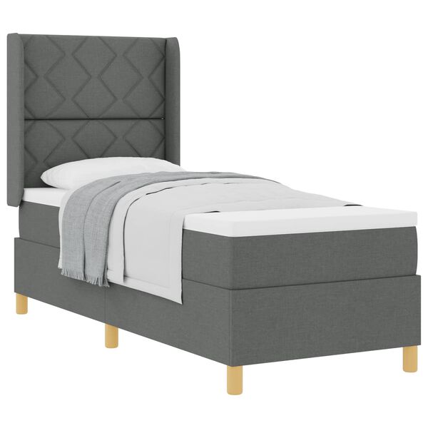 vidaXL Cama Box com colch&atilde;o Cinza Escuro 80 x 200 cm tecido