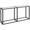 vidaXL Mesa consola m&aacute;rmore branco 160x35x75,5 cm vidro temperado