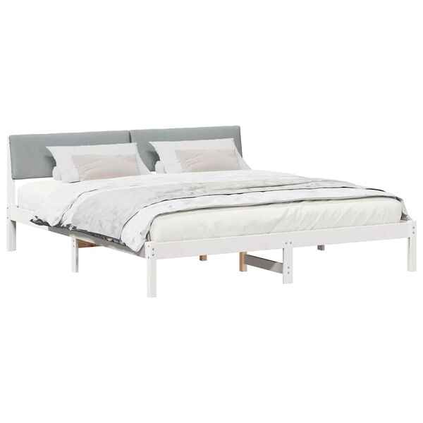 vidaXL Estrutura da cama Branco e cinza claro 180 x 200 cm