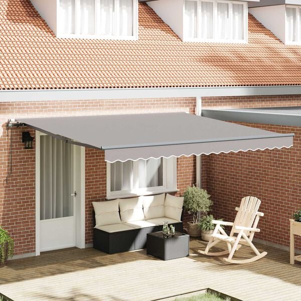 vidaXL Toldo Retr&aacute;til Cinzento-claro 400 &times; 300 cm Tecido e Alum&iacute;nio