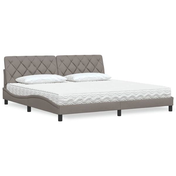 vidaXL Cama com colch&atilde;o 200x200 cm tecido cinzento-acastanhado