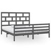 vidaXL Estrutura de cama super king 180x200 cm madeira maci&ccedil;a cinza