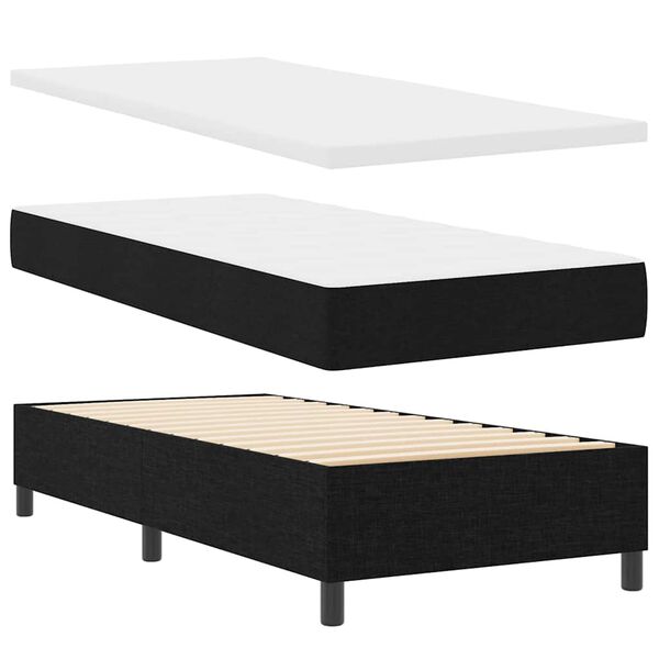 vidaXL Cama Box com colch&atilde;o com cabeceira Preto 100 x 200 cm tecido