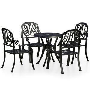 vidaXL 5 pcs conjunto de bistr&ocirc; alum&iacute;nio fundido preto