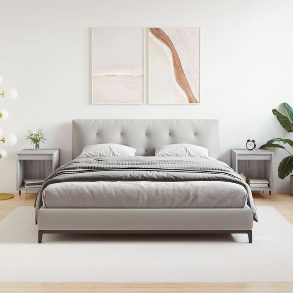 vidaXL Mesas de cabeceira 2 pcs derivados de madeira cinzento sonoma