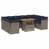 vidaXL 10 pcs conjunto sof&aacute;s de jardim c/ almofad&otilde;es vime PE cinzento