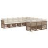 vidaXL Conjunto de Sof&aacute; de Jardim 11 pcs Bege vime PE