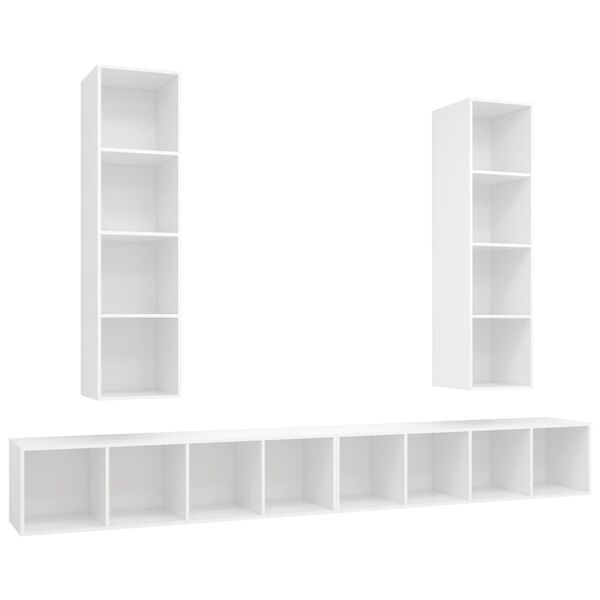 vidaXL Armários de parede para TV 4 pcs derivados de madeira branco