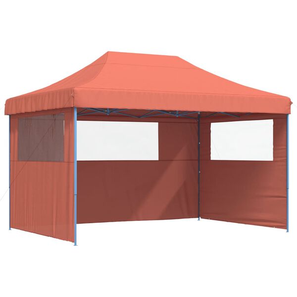 vidaXL Tenda p/ festas pop-up dobrável 3 paredes laterais terracotta