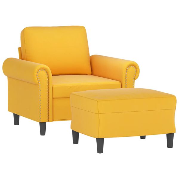 vidaXL Poltrona com apoio de p&eacute;s 60 cm veludo amarelo-claro