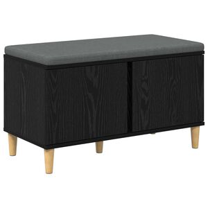 vidaXL Banco de Hall com almofada Carvalho Preto 80 x 38 x 46 cm
