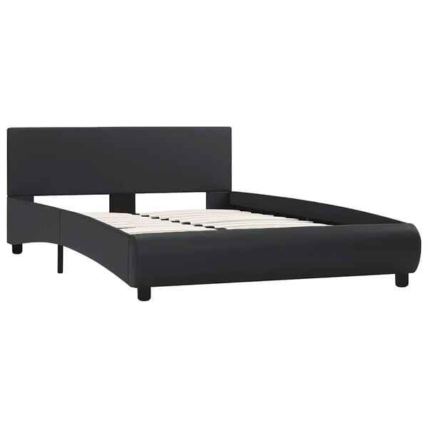 vidaXL Estrutura de cama c/ LED 120x200 cm couro artificial preto