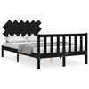 vidaXL Estrutura de cama de casal com cabeceira madeira maci&ccedil;a preto