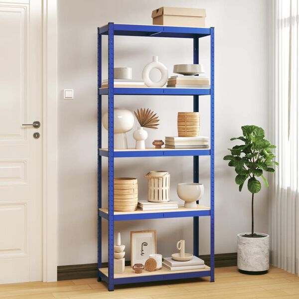 VidaXL 5-Layer Storage Shelf Blue Steel&Madeira de engenharia