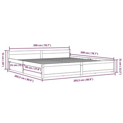 vidaXL Estrutura de cama com gavetas 200x200 cm