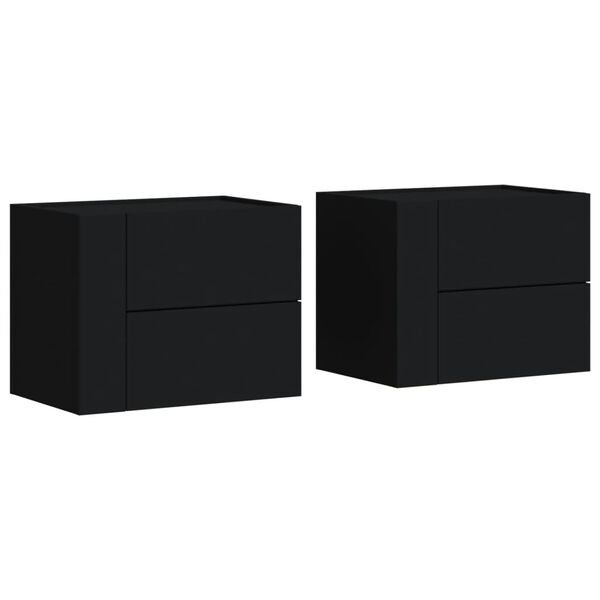 vidaXL Mesas de cabeceira de parede 2 pcs 45x30x35 cm preto