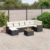 vidaXL 7 pcs conjunto de sof&aacute;s p/ jardim c/ almofad&otilde;es vime PE preto