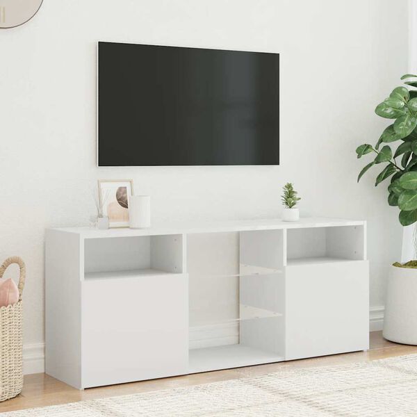 vidaXL M&oacute;vel de TV com luzes LED 120x30x50 cm branco