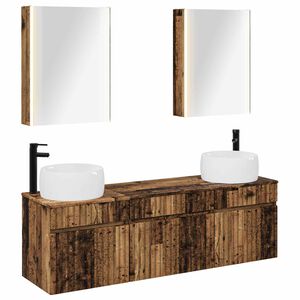 vidaXL Conjunto de Arm&aacute;rios para Banheiro 5 unid. Madeira antiga