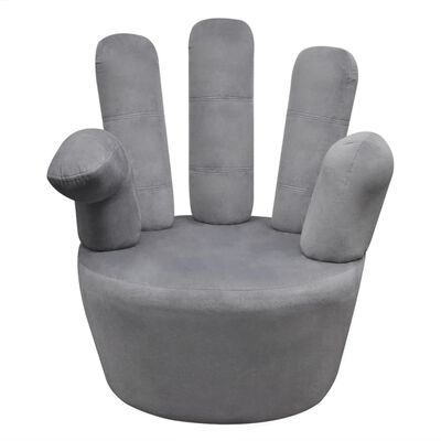 vidaXL Cadeira em forma de mão veludo cinzento