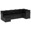 vidaXL 7 pcs conjunto de sof&aacute;s p/ jardim c/ almofad&otilde;es vime PE preto
