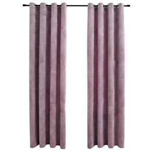 vidaXL Cortinas blackout c/ argolas 2 pcs 140x175 cm veludo rosa antigo