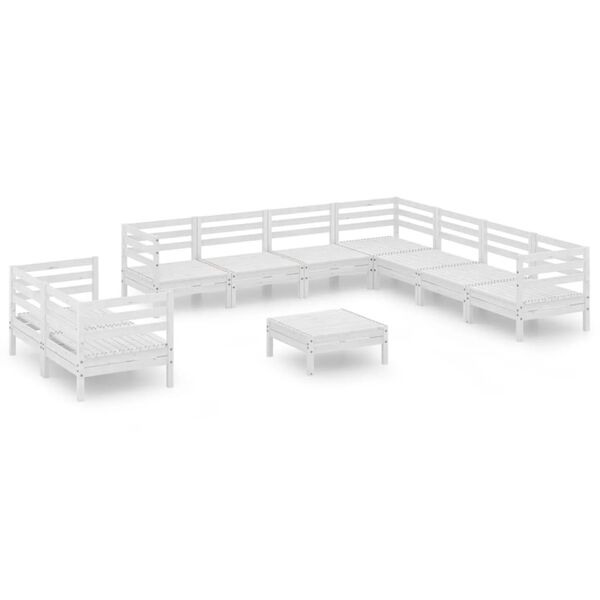 vidaXL 10 pcs conjunto lounge de jardim pinho maci&ccedil;o branco