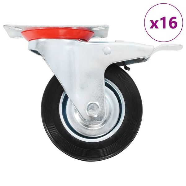 vidaXL 16 pcs rodas girat&oacute;rias 100 mm