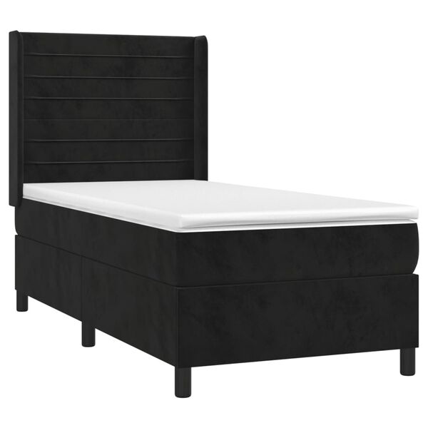 vidaXL Cama com molas/colch&atilde;o 90x200 cm veludo preto