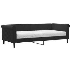 vidaXL Sof&aacute;-cama com colch&atilde;o 90x200 cm veludo preto