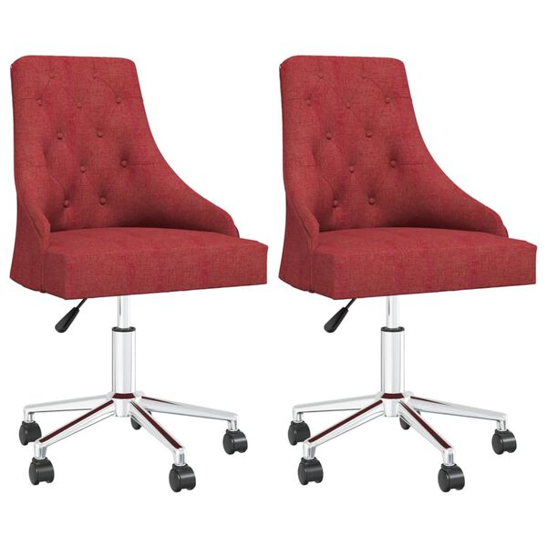 vidaXL Cadeiras de jantar girat&oacute;rias 2 pcs tecido vermelho tinto