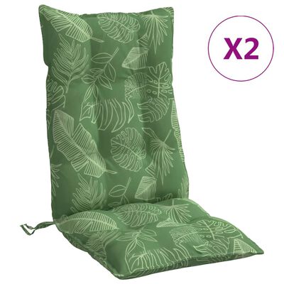 vidaXL Almofadões p/ cadeira encosto alto 2 pcs tecido oxford folhas