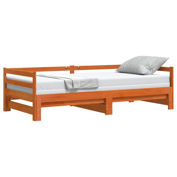 vidaXL Sof&aacute;-cama com gavet&atilde;o 80x200 cm madeira de pinho castanho cera