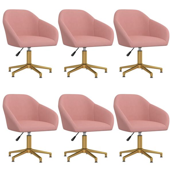 vidaXL Cadeiras de jantar girat&oacute;rias 6 pcs veludo rosa