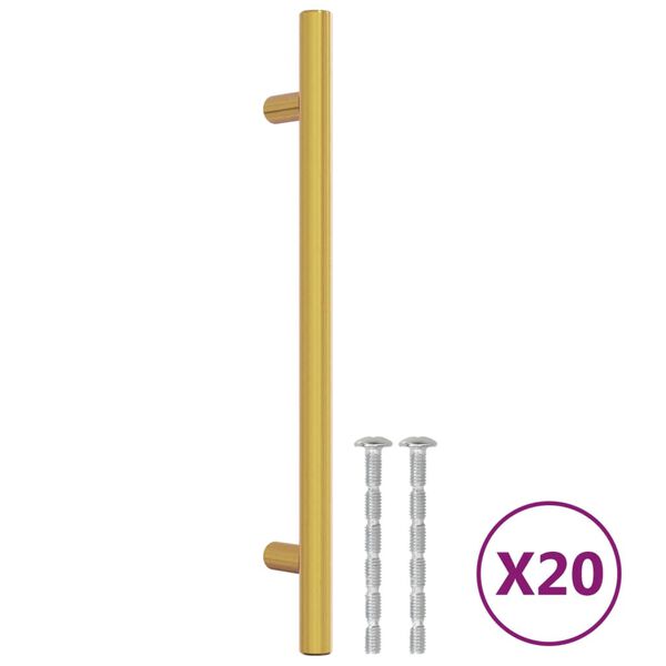 vidaXL Puxadores para m&oacute;veis 20 pcs 160 mm a&ccedil;o inoxid&aacute;vel dourado