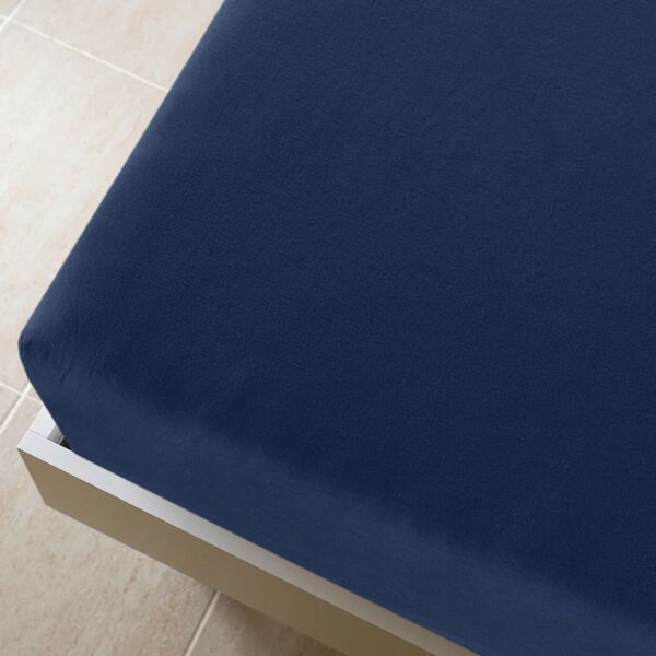 vidaXL Lençóis ajustáveis 2 pcs 90x200 cm algodão jersey azul marinho