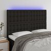 vidaXL Cabeceira cama c/ LED tecido 144x5x118/128 cm preto