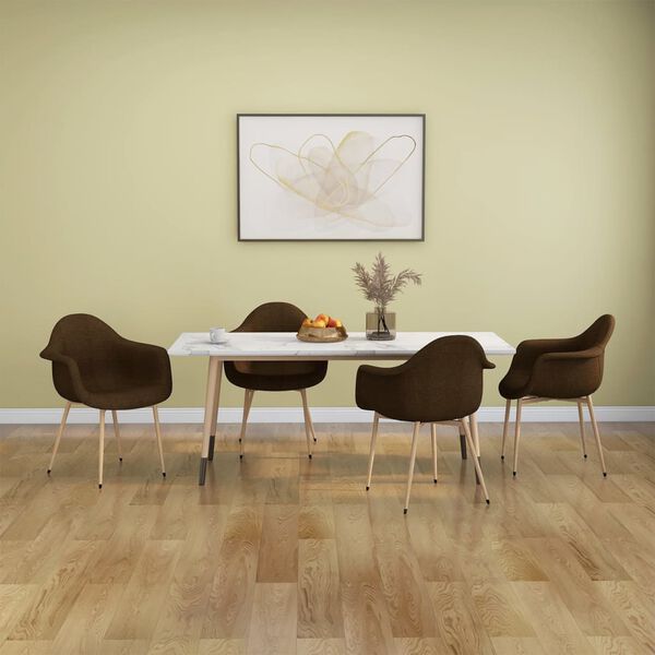 vidaXL Cadeiras de jantar 4 pcs tecido castanho-escuro