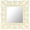vidaXL Espelho esculpido &agrave; m&atilde;o 50x50 cm mangueira maci&ccedil;a branco