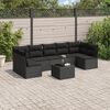 vidaXL 8 pcs conjunto sof&aacute;s de jardim com almofad&otilde;es vime PE preto