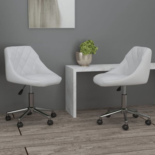 vidaXL Cadeiras de jantar girat&oacute;rias 2 pcs couro artificial branco