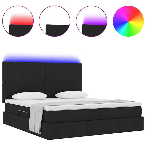 vidaXL Cama com luzes de tira LED Preto 180 x 200 cm tecido
